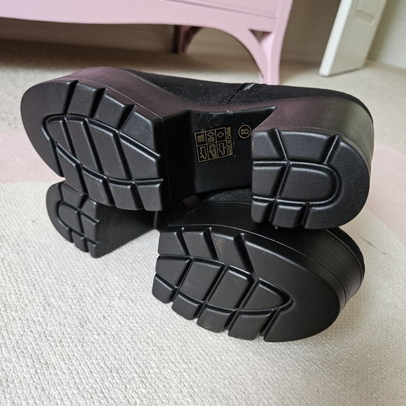 Platform Suede Boots Mid-Calf - Picture 4 of 7